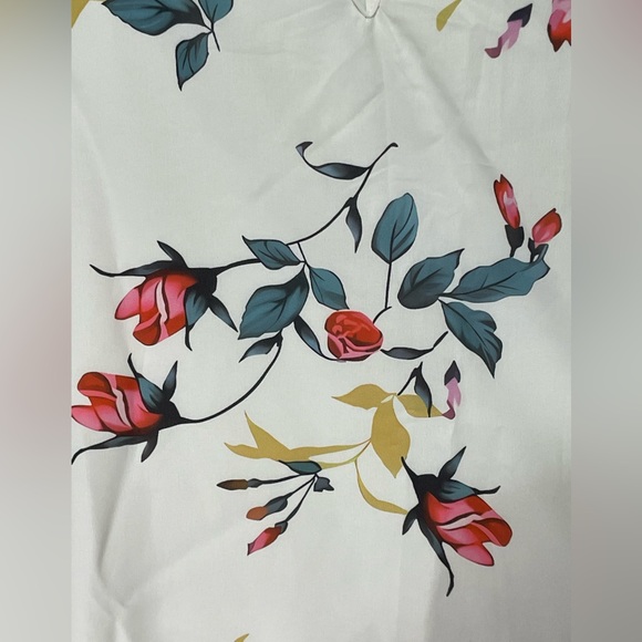NWOT Women's Floral Print V Neck Ruffle Short Sleeve Loose Blouse XL - Picture 7 of 7